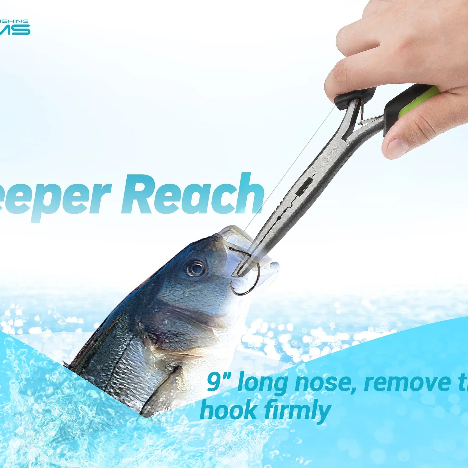 Booms Fishing Fishing Pliers Fish Grip Set 23cm Long Nose Hook Remover –  YakMods