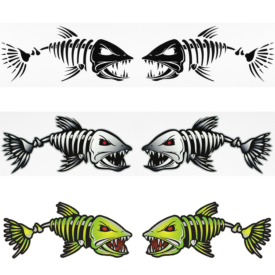 2 Fish Teeth Mouth Stickers Skeleton Fish Stickers