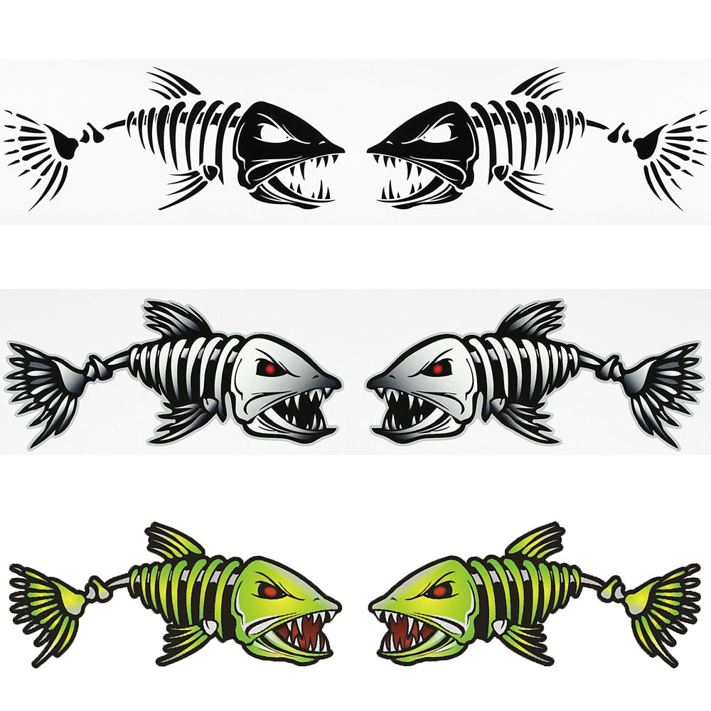 2 Fish Teeth Mouth Stickers Skeleton Fish Stickers