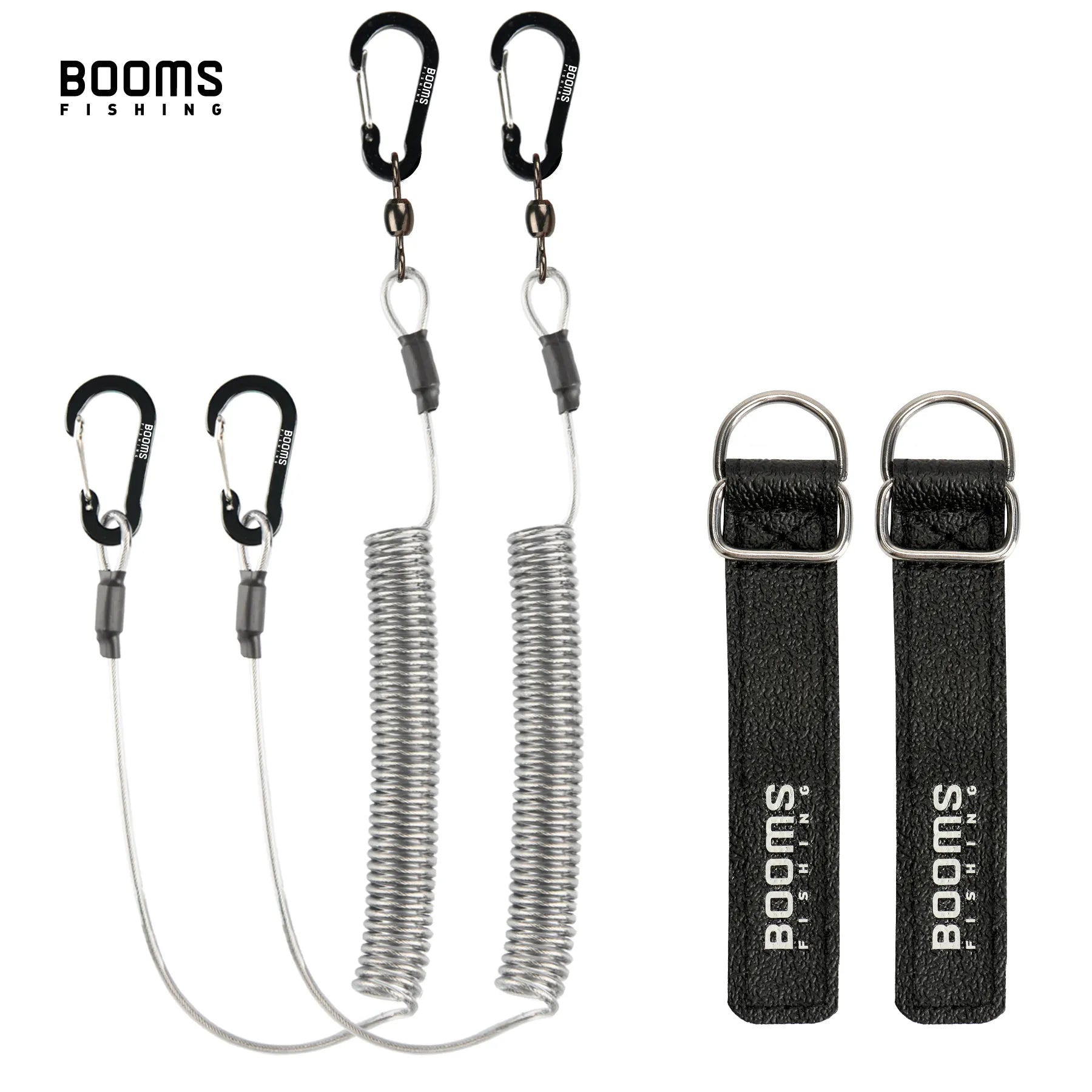 Booms Fishing Tether Boat Kayak Paddle 2M Heavy Duty Elasticity Lanyard for Fishing Tools Rods Strap 4pcs/Set